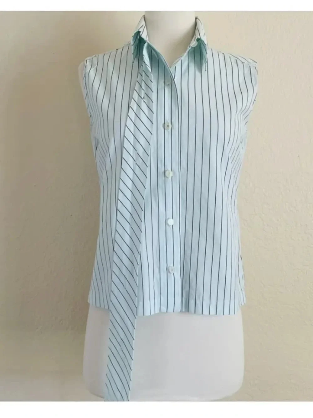 Authentic CHANEL sleeves formal stripes office top 36cm